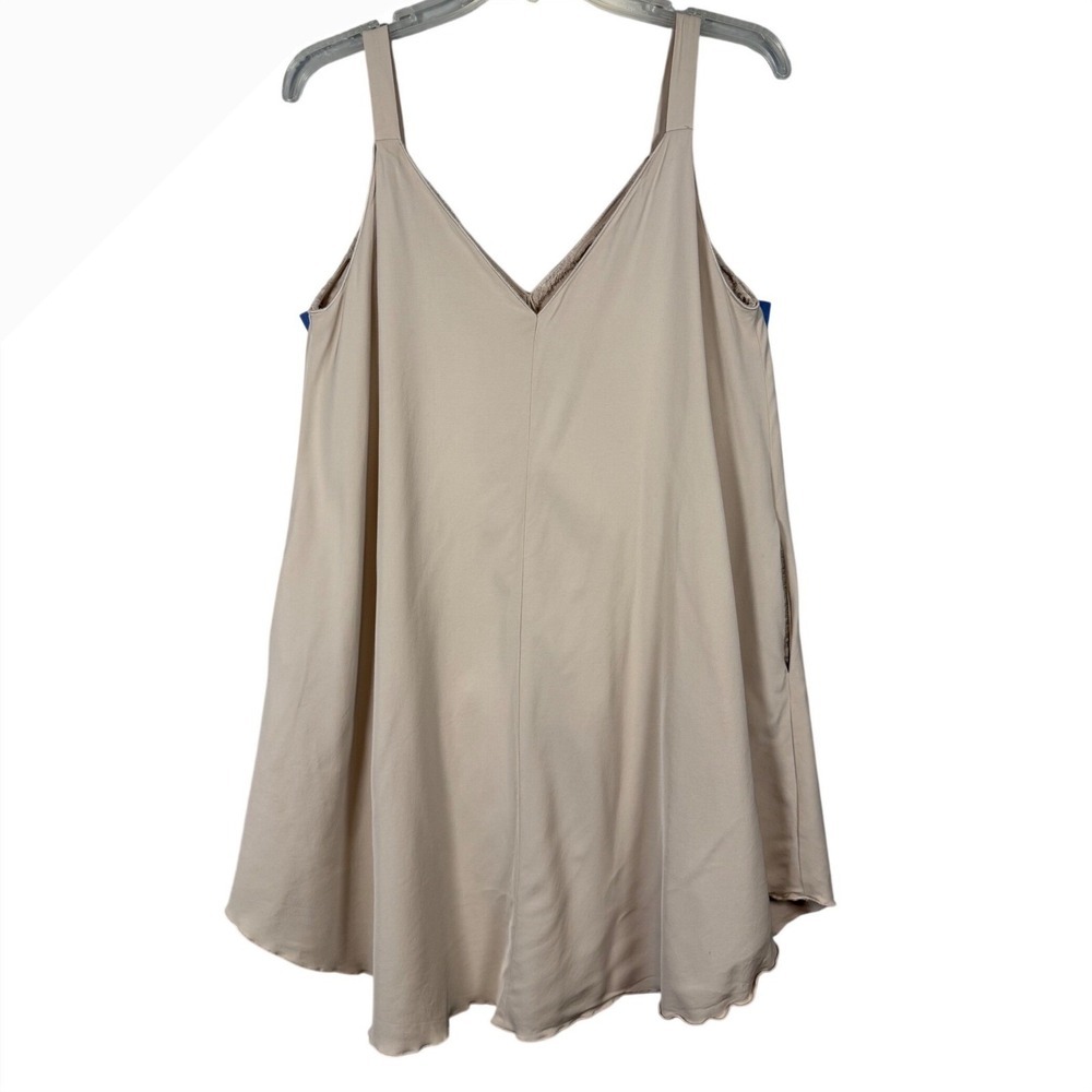 Wilfred Le Fou Aritzia Beige V-Neck Dress XS Italian Fabric Sleeveless Pockets